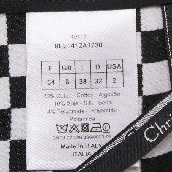Christian Dior Black/white Checks Cotton Shorts S